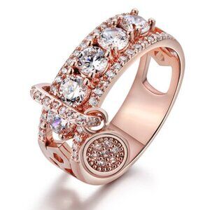 Full diamond hollow disc ring for women size5-12